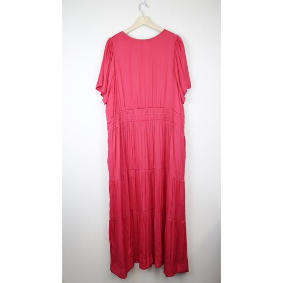 NWOT Anthropologie Somerset Silky Hot Pink Maxi Dress / 3X - Picture 3 of 9